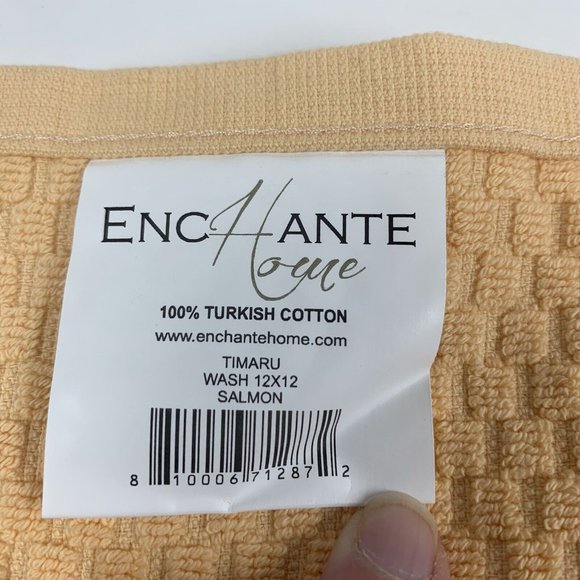 Enchante Home Timaru Wash Towel 12x12 Salmon Turkish Cotton 4-Pieces 6132 - Picture 5 of 6